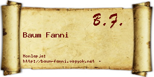 Baum Fanni névjegykártya